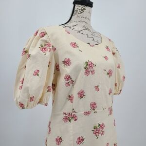 Princess Highway Cream Blossom Puff Sleeve Dress AU Size 12